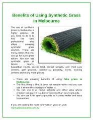 Benefits of Using Synthetic Grass in Melbourne.pdf